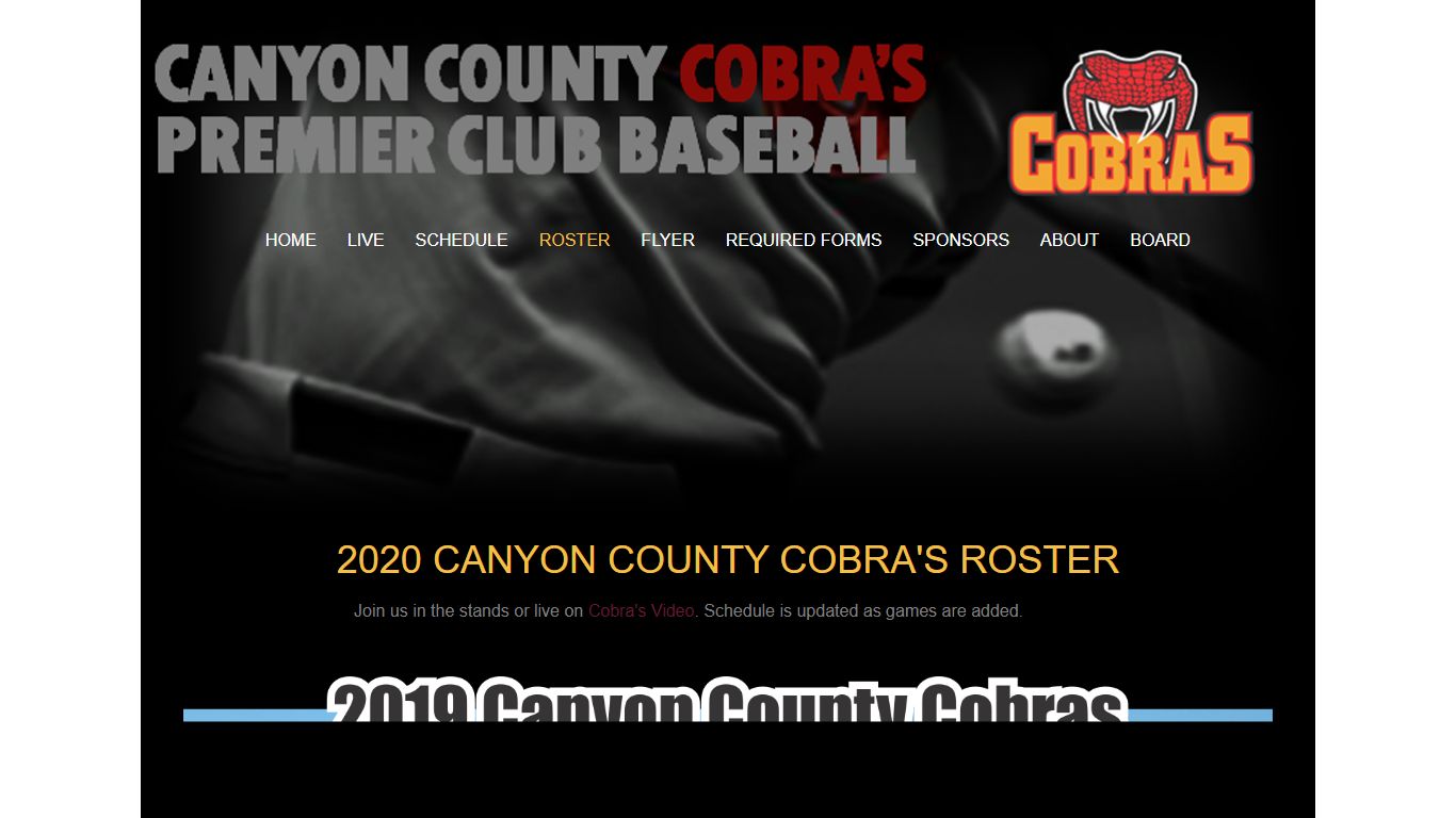 Current Baseball Team Roster For The Canyon County Cobra's